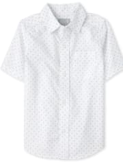 Boys Dad And Me Print Poplin Matching Button Up Shirt