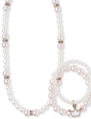Girls Faux Pearl 3-Piece Jewelry Set