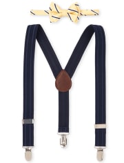 Toddler Boys Dad And Me Striped Matching Bow Tie And Suspenders Set