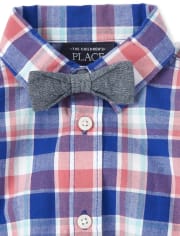 Baby Boys Plaid Poplin Matching 4-Piece Outfit Set