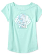Top con dobladillo redondeado Shakey Sea Shell para niñas