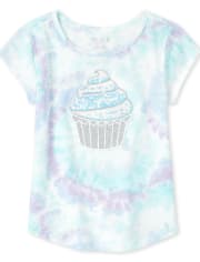 Girls Embellished Cupcake Tie Dye Top