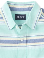 Boys Striped Oxford Matching Button Up Shirt