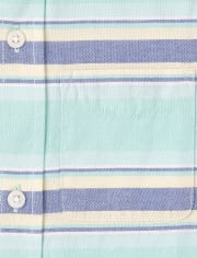 Boys Striped Oxford Matching Button Up Shirt