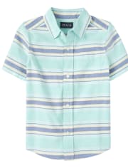 Boys Striped Oxford Matching Button Up Shirt