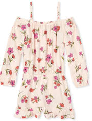 Girls Floral Off Shoulder Romper