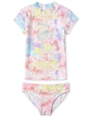 Maillot de bain Rashguard tie-dye pour fille