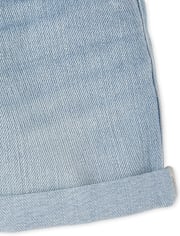 Short en jean à revers roulé pour fille