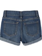 Shorts cortos de mezclilla con puños enrollados para niñas