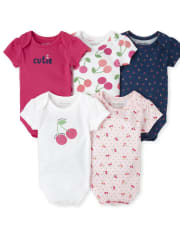 Baby Girls Cherry Graphic Bodysuit 5-Pack