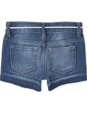 Shorts cortos de mezclilla con dobladillo deshilachado para niñas
