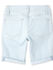 Shorts de mezclilla con puños enrollados para niñas