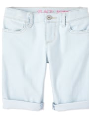 Shorts de mezclilla con puños enrollados para niñas