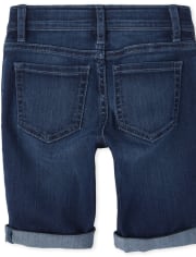 Shorts de mezclilla con puños enrollados para niñas