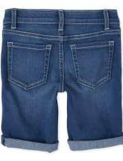 Girls Roll Cuff Denim Skimmer Shorts