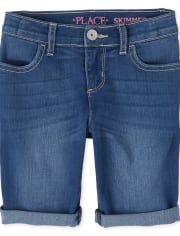 Girls Roll Cuff Denim Skimmer Shorts