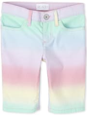 Girls Rainbow Ombre Denim Skimmer Shorts