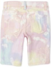 Shorts de denim con efecto tie-dye para niñas