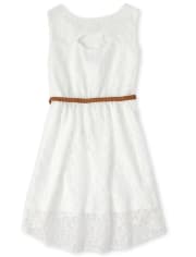 Vestido asimétrico con encaje para niñas