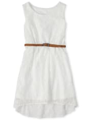 Vestido asimétrico con encaje para niñas