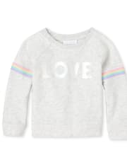 Baby And Toddler Girls Rainbow Striped French Terry Sweatshirt