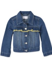 Lucky Brand Denim Jacket Girls Toddler Size 3T Full Zip Embroiled