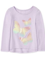 Top asimétrico con adornos para bebés y niñas pequeñas