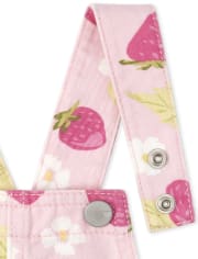 Baby And Toddler Girls Strawberry Roll Cuff Shortalls