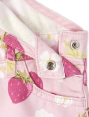 Baby And Toddler Girls Strawberry Roll Cuff Shortalls