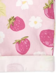 Baby And Toddler Girls Strawberry Roll Cuff Shortalls
