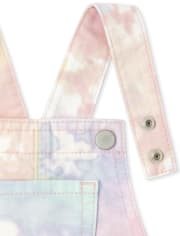Baby And Toddler Girls Roll Cuff Tie Dye Matching Shortalls