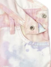 Baby And Toddler Girls Roll Cuff Tie Dye Matching Shortalls