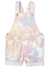 Baby And Toddler Girls Roll Cuff Tie Dye Matching Shortalls