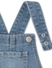 Shorts vaqueros con puños enrollados y bordado de caballito de mar para bebés y niñas pequeñas