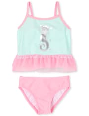 AZUREUS The Childrens Place Girls Two Piece Swimsuit