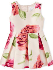 Toddler Girls Rose Matching Pleated Dress