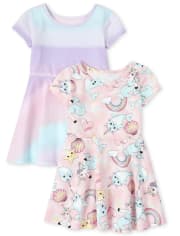 Baby And Toddler Girls Print Everyday Dress 2-Pack