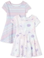 Baby And Toddler Girls Print Everyday Dress 2-Pack