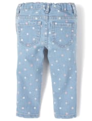 Jeggings de mezclilla con lunares para bebés y niñas pequeñas