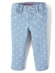 Jeggings de mezclilla con lunares para bebés y niñas pequeñas