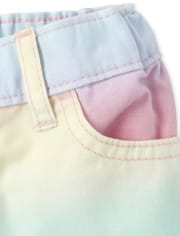 Shorts cortos de mezclilla con diseño de arcoíris para bebés y niñas pequeñas
