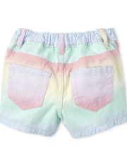 Shorts cortos de mezclilla con diseño de arcoíris para bebés y niñas pequeñas