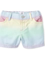 Shorts cortos de mezclilla con diseño de arcoíris para bebés y niñas pequeñas