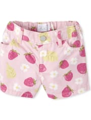Baby And Toddler Girls Strawberry Floral Shorts