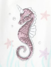 Baby And Toddler Girls Embellished Seahorse Top