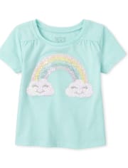Baby And Toddler Girls Short Sleeve Glitter And Sequin Top | The ...