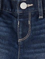 Shorts midi de mezclilla con puños enrollados para bebés y niñas pequeñas