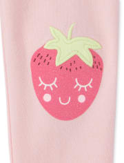 Baby And Toddler Girls Embroidered Strawberry Leggings