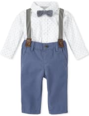 Baby Boys Dad And Me Print Poplin Matching 4-Piece Outfit Set
