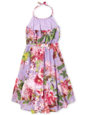 Girls Mommy And Me Floral Matching Halter Dress
